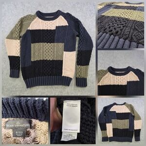LL Bean Signature Fisherman Sweater Mens Medium Multicolor Crewneck Pullover